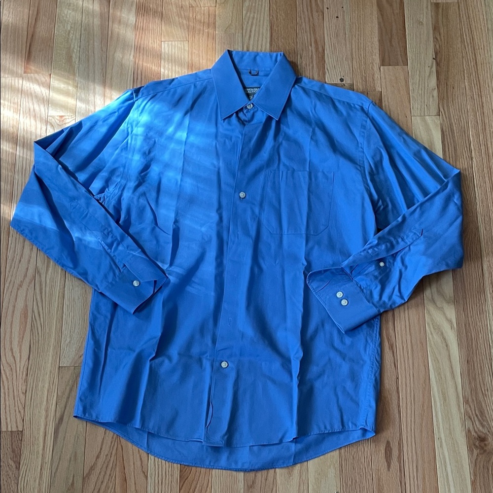 Kenneth Cole Button Up Dress Shirt Mens Medium Blue Church Semi Formal Party